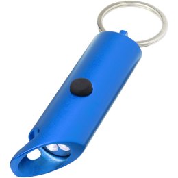 Flare latarka LED i otwieracz do butelek z łańcuchem do kluczy wykonany z aluminium IPX z recyklingu błękit królewski (10457453)