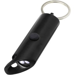 Flare latarka LED i otwieracz do butelek z łańcuchem do kluczy wykonany z aluminium IPX z recyklingu czarny (10457490)