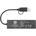 Rise hub USB 2.0 z aluminium pochodzącego z recyklingu z certyfikatem RCS czarny (12434490)