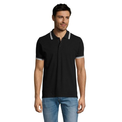 PASADENA męskie polo 200g Negro/Blanco 3XL (S00577-BC-3XL)