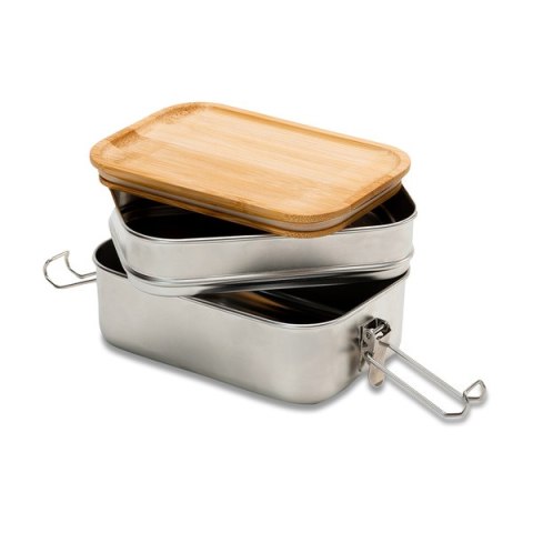 Double lunch box Alcora, srebrny