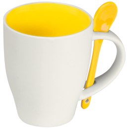 Kubek ceramiczny z łyżeczką 250 ml kolor Żółty