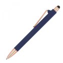 Długopis plastikowy gumowany kolor Granatowy