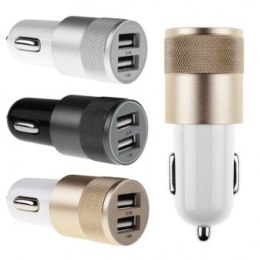 Metalowa ładowarka samochodowa x2 USB kolor Czarny