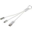 Metal kabel do ładowania 4 w 1 z aluminium z recyklingu z łańcuchem do kluczy srebrny (12438281)