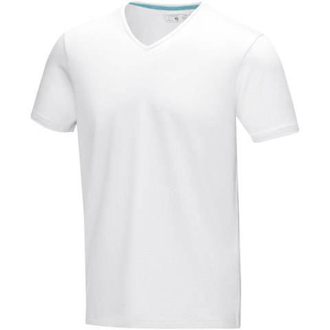 Kawartha short sleeve men's organic V-neck t-shirt biały (38016011)