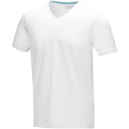 Kawartha short sleeve men's organic V-neck t-shirt biały (38016012)