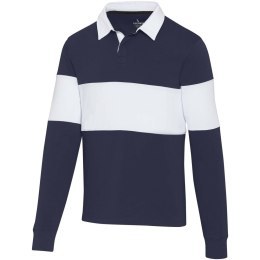 Clyde unisex organic rugby polo sweatshirt granatowy, biały (38237924)