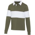 Clyde unisex organic rugby polo sweatshirt zielony, biały (38237912)