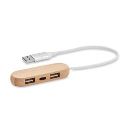 Hub USB z podwójnym wejściem drewna (MO6848-40)