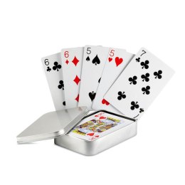 Karty do gry, metalowe pudełko srebrny mat (MO7529-16)