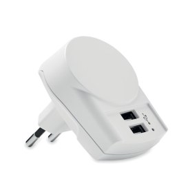 Ładowarka Euro USB (2xA) biały (MO6882-06)