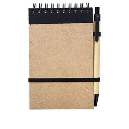 Notes Kraft 90x140/70k gładki z długopisem, czarny/beżowy