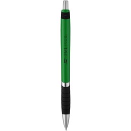 Solidny, kolorowy długopis Turbo z gumowym uchwytem zielony, czarny (10771314)
