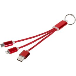 Kabel do ładowania 3w1 Metal z kółkiem na klucze czerwony (13496103)