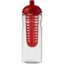 Bidon H2O Base® z wypukłym wieczkiem o pojemności 650 ml z możliwością przyrządzania wody smakowej przezroczysty, czerwony (2100