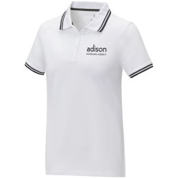 Damska koszulka polo Amarago z kontrastowymi paskami i krótkim rękawem biały (38109011)