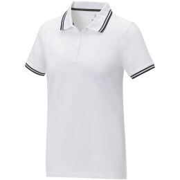 Damska koszulka polo Amarago z kontrastowymi paskami i krótkim rękawem biały (38109014)