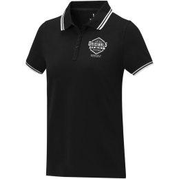 Damska koszulka polo Amarago z kontrastowymi paskami i krótkim rękawem czarny (38109900)