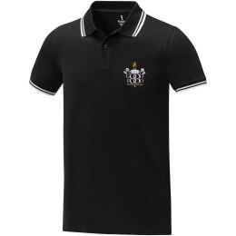 Męska koszulka polo Amarago z kontrastowymi paskami i krótkim rękawem czarny (38108905)