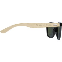 Lustrzane okulary przeciwsłoneczne wykonane z plastiku PET z recyklingu/bambusa Taiyō z polaryzacją w pudełku upominkowym drewno