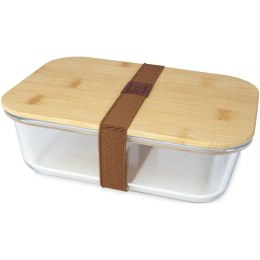 Pudełko śniadaniowe ze szkła Roby z bambusową pokrywką natural, przezroczysty bezbarwny (11327606)