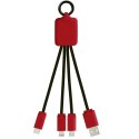 Kabel z podświetlonym logo 3w1 z brelokiem - SCX.design C15 mid red, czarny (2PX00191)