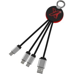 Kabel z podświetlonym logo 3w1 z brelokiem - SCX.design C16 czerwony, czarny (2PX00221)