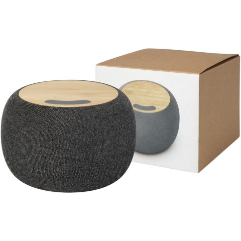 Ecofiber głośnik Bluetooth® z bambusa/RPET i bezprzewodowa ładowarka indukcyjna piasek pustyni, szary (12431806)